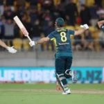 Mitchell Marsh celebrating Australia's 1st win in T20 series