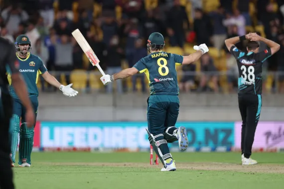 Mitchell Marsh celebrating Australia's 1st win in T20 series