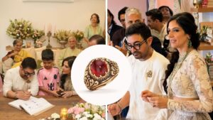 The Royal Story Behind Gauri Spratt Stunning Ruby Wedding Ring From Aamir Khan